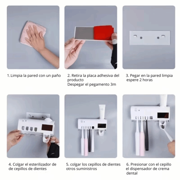 4 Esterilizador UV y dispensador de cepillos de dientes